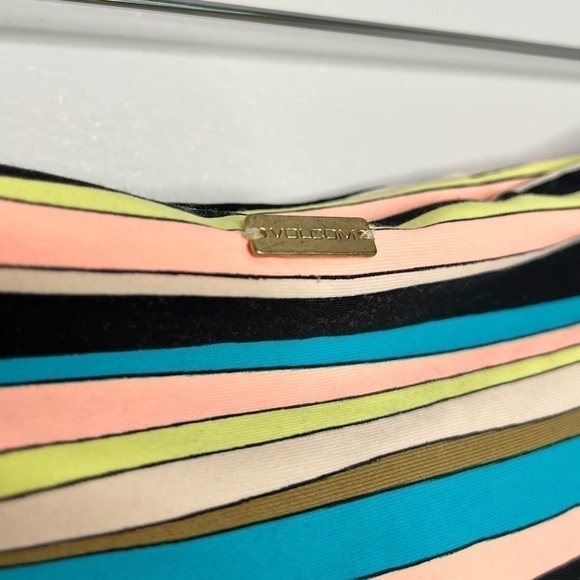 NWT Volcom Women’s Salty Air Full Bikini Bottom Yellow Pink Blue Black Stripe XL - Picture 8 of 12